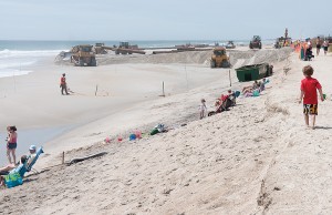 Staff photo by Allison Potter. The beach renourishment project continues near Stone Street on Thursday, May 1.