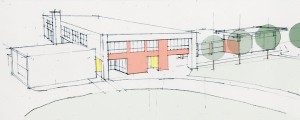 Illustration by Sawyer Sherwood & Associate. A conceptual plan by Sawyer Sherwood & Associate for the renovation and expansion of Wrightsville Beach School shows the addition of a second floor running nearly perpendicular to the existing building.