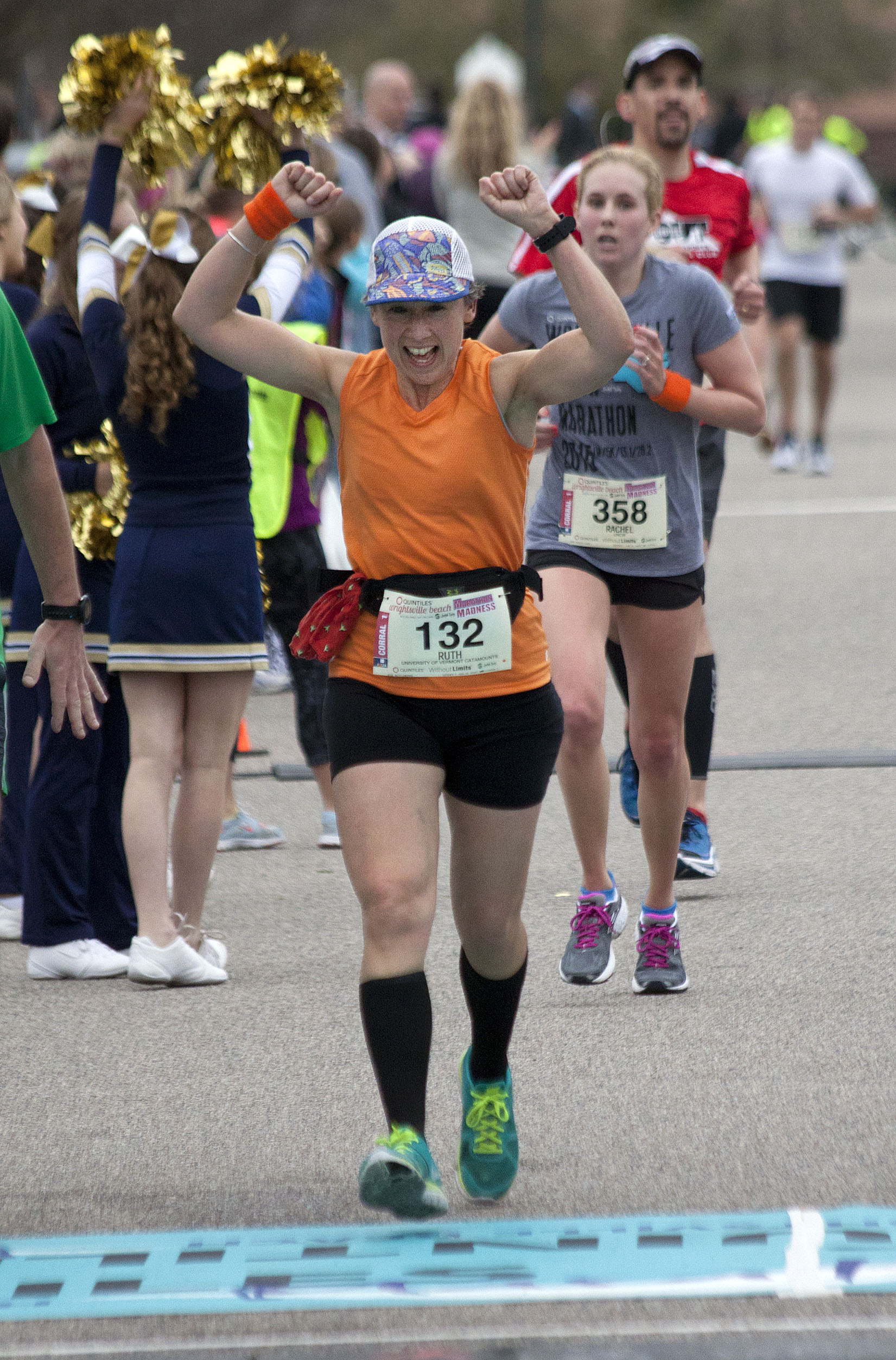 Ruth Cronin finishes the marathon.