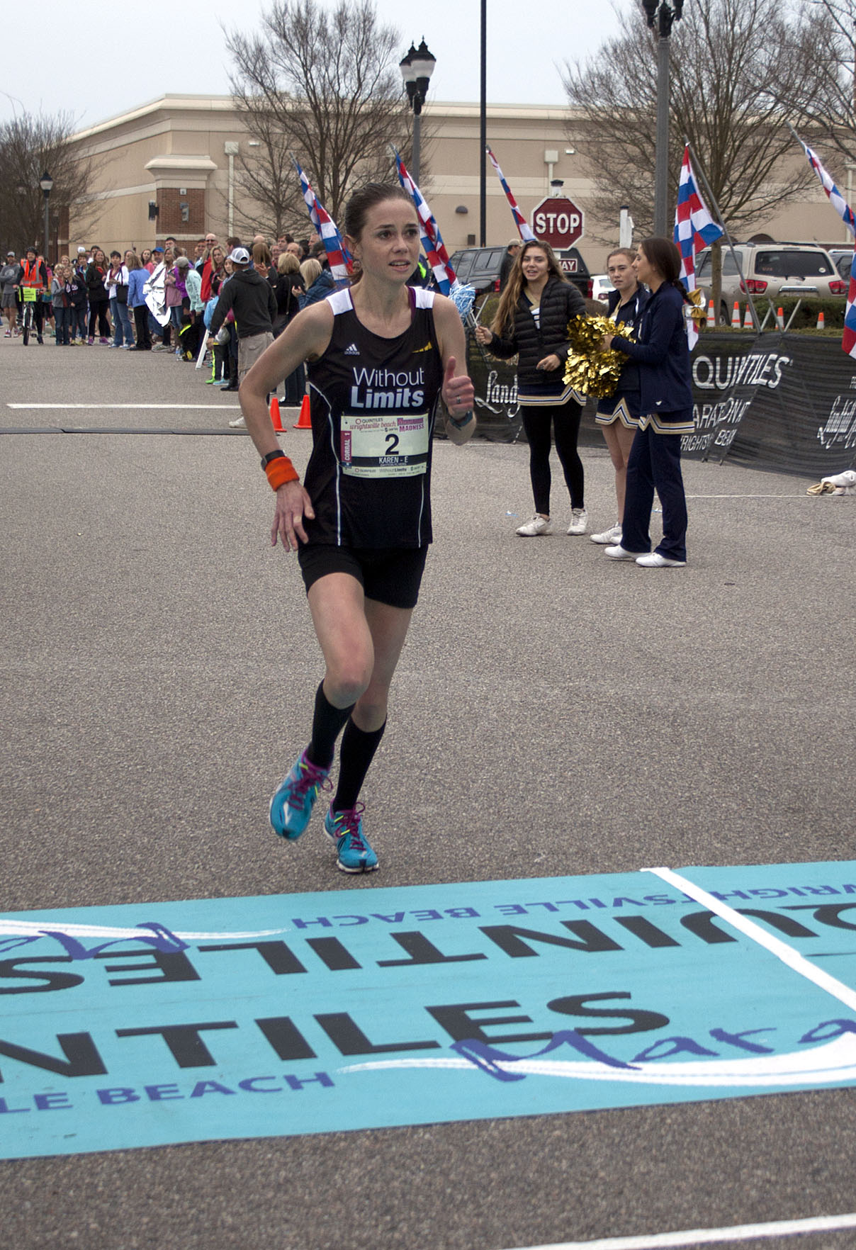 Karen Eckberg wins the women's division of the marathon.