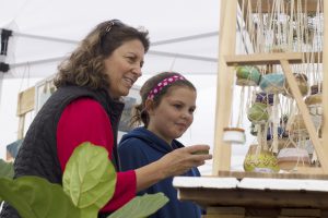 Terri Hegeman, left, and Reilley Hegeman shop at Art by SNIP, a local vendor at Festival in the Park on Saturday.
